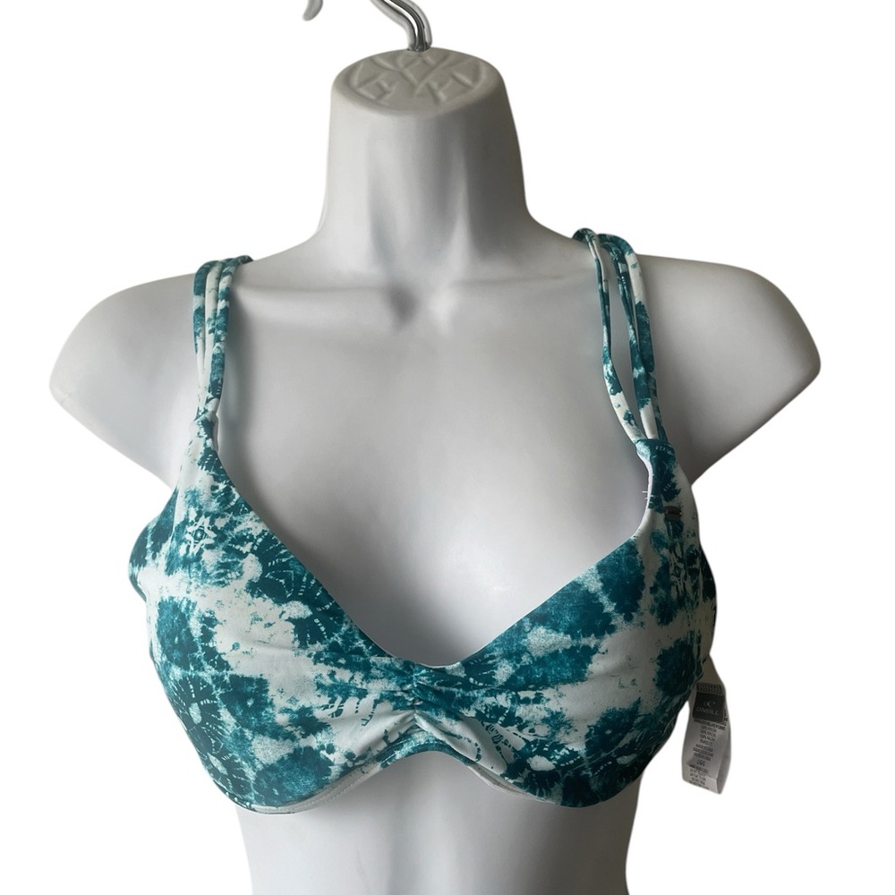 O'Neill Teal and White Tie-Dye Underwire Bra